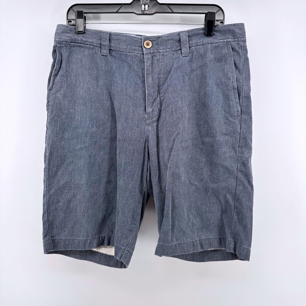 Tommy Bahama Shorts Mens 33 Soft Blue Grey Silk Cotton Weathered Flat Front